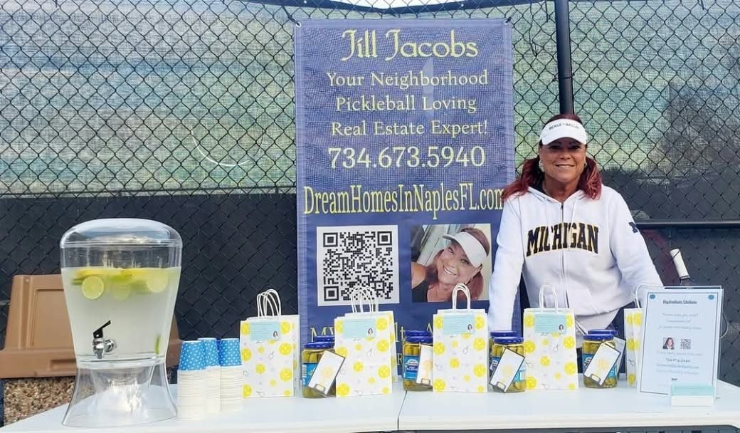 Jill’s booth beside the courts