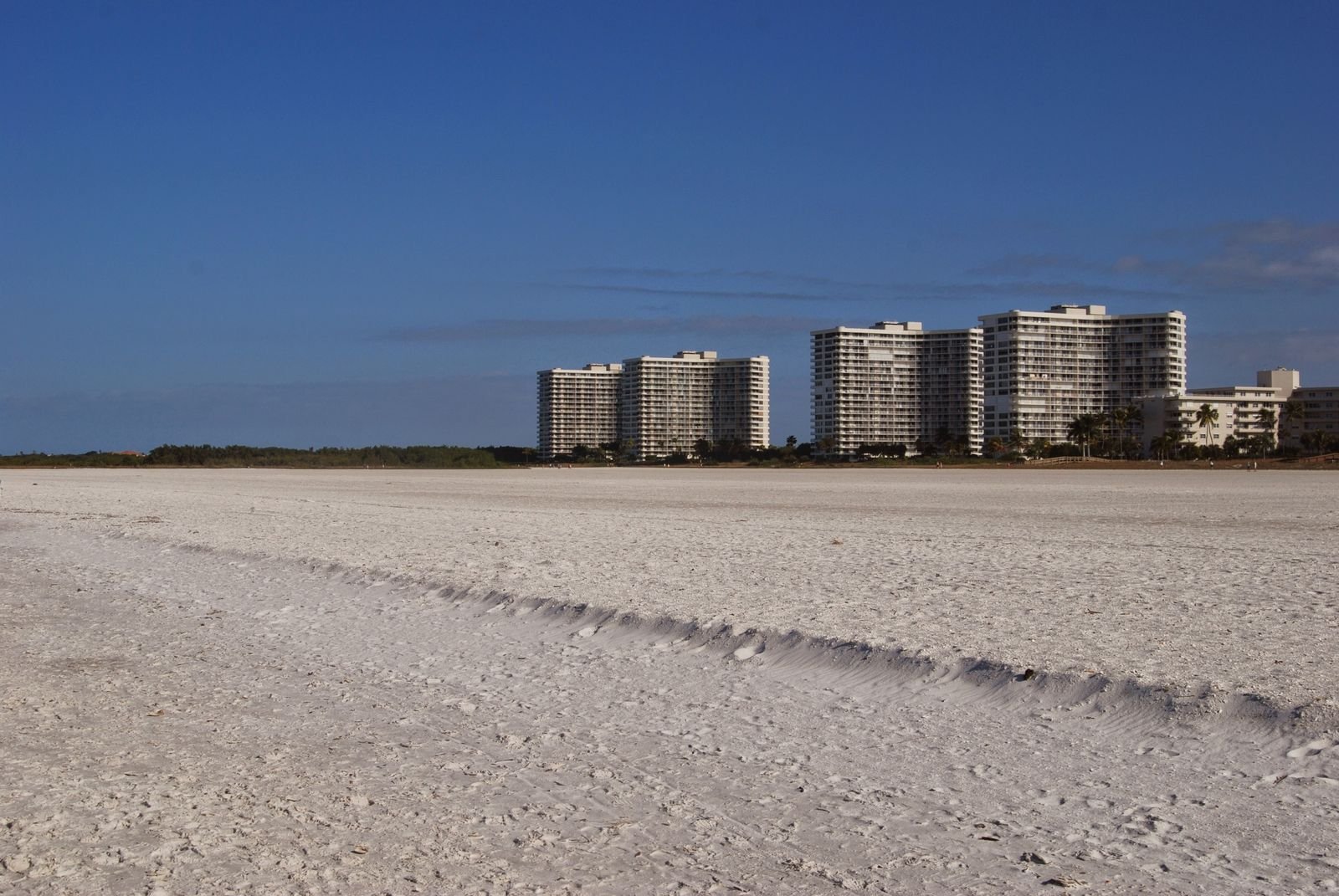 Wide white-sand beach on Marco Island, Florida